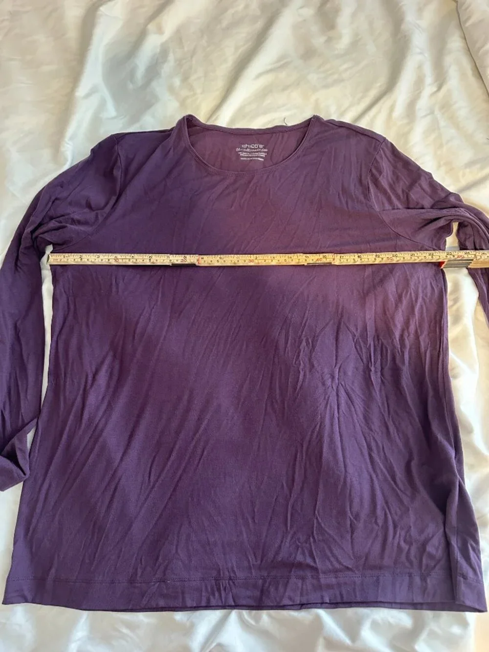 Chico’s Ultimate Tee Purple Long Sleeve Top Size XL (Chico’s 3) Rayon Stretch - Picture 7 of 7